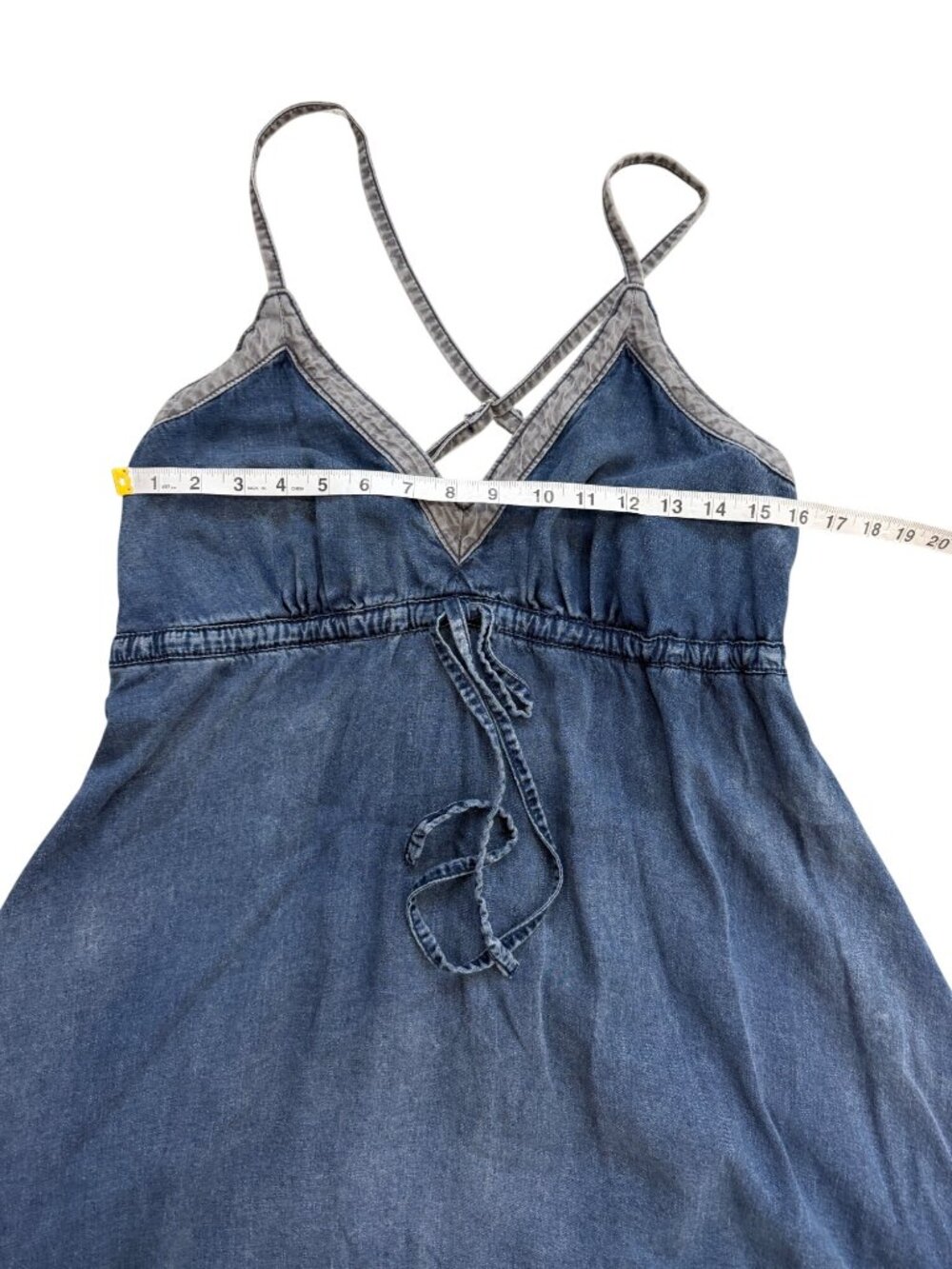 Anthropologie Pilcro Womens Size L Chambray Halter Midi Dress Blue Sleeveless - Picture 7 of 9